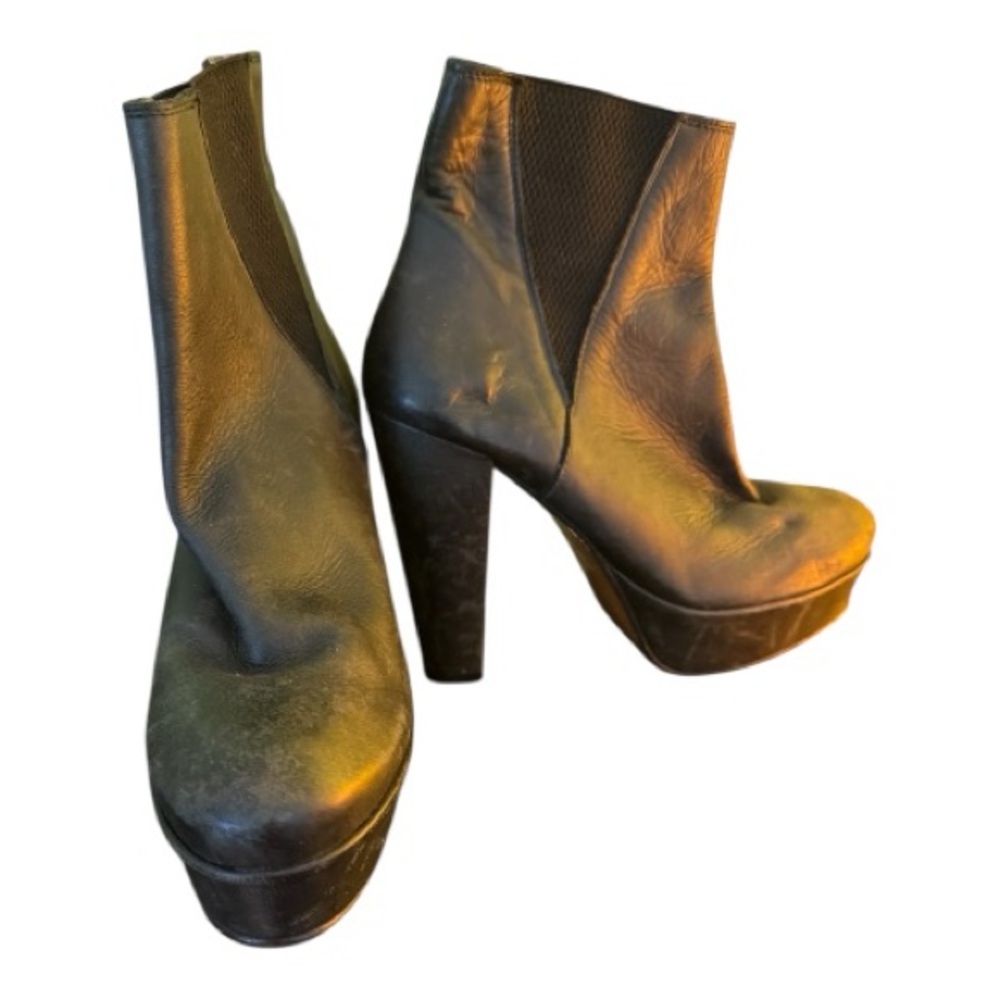 Dico Copenhagen black leather ankle boots, size 39, 4” heel